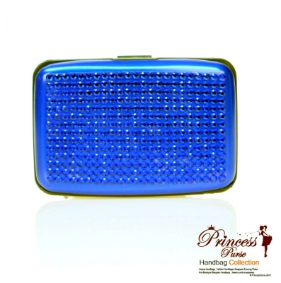 Sleek Durable Aluminum Card Holder/ Wallet with Rhinestone Decor.